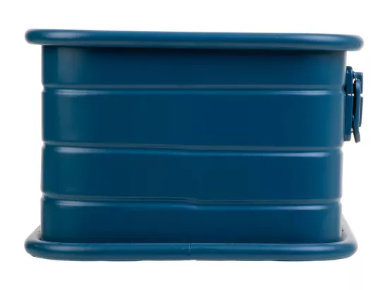 Corbeille rectangulaire en métal imprimé bleu 32x21x14