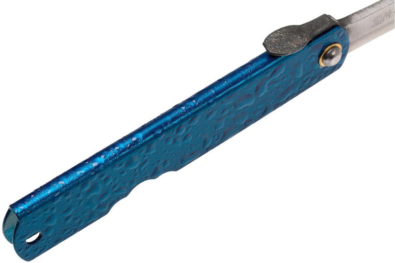 Higonokami zakmes 7,3 cm HIGO28, Blue paper steel, blauw