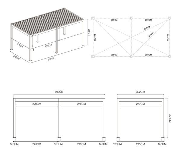 Weide Deluxe Pergola Voll-Alu, ca.