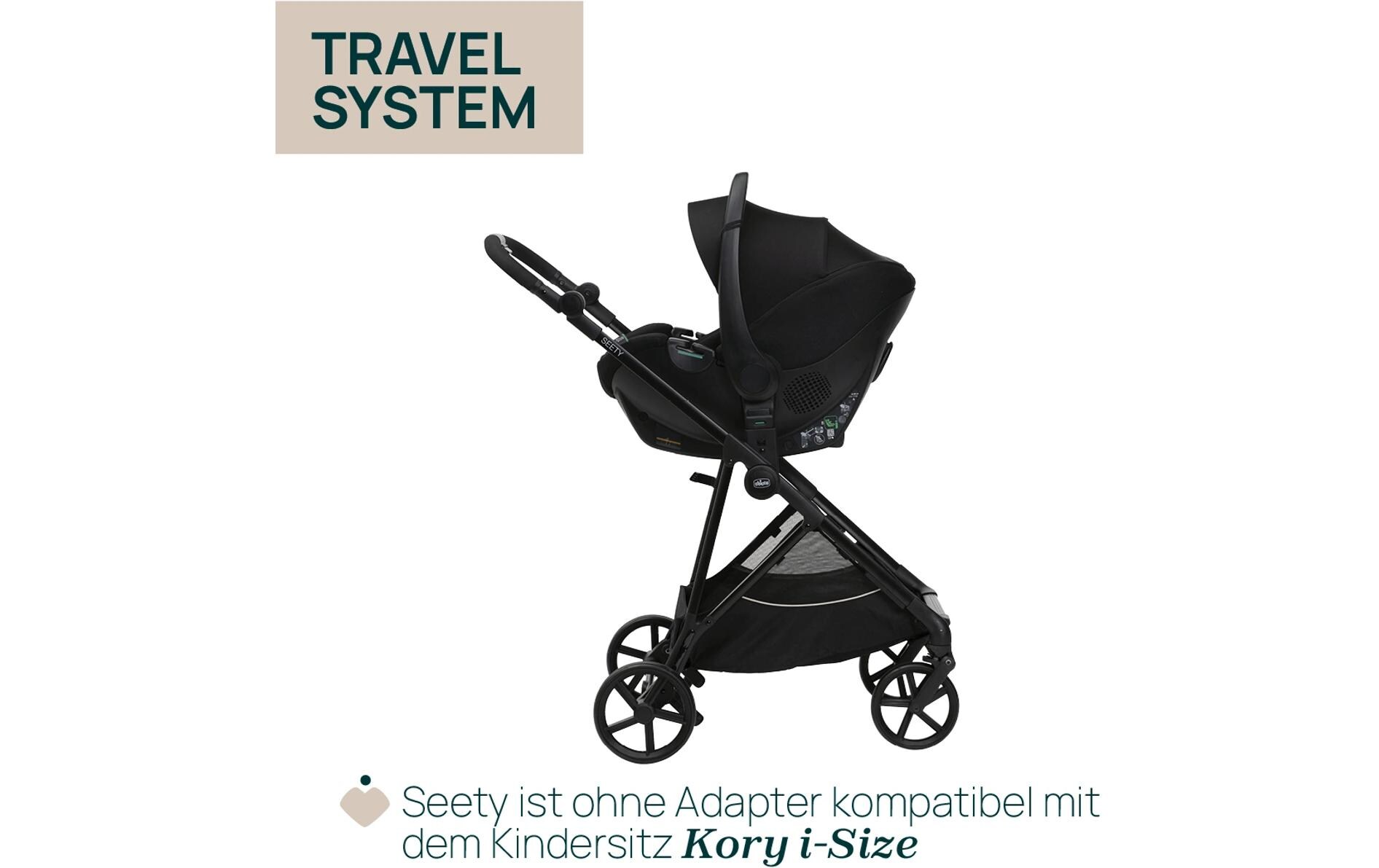Kinderwagenset Trio Seety Etna black<br>Leichtes und flexibles 3-in-1 Kinderwagenset für Stadtleben und Mobilität
