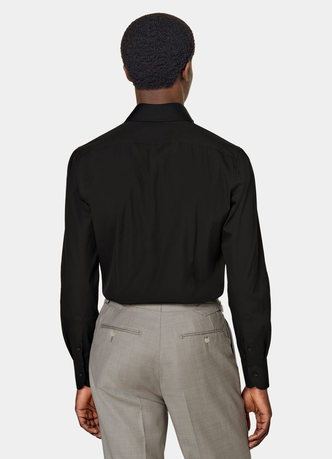 Chemise coupe très ajustée en popeline marron foncé