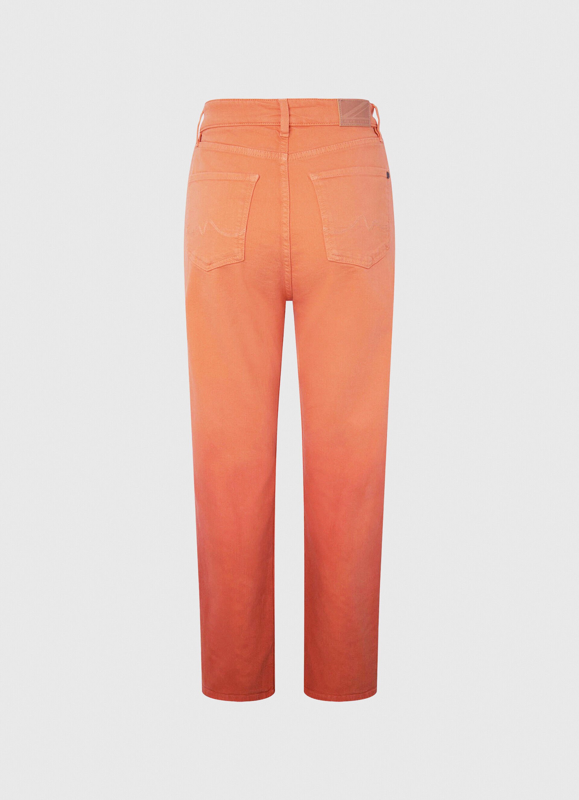 Calça reta com 5 bolsos - laranja pêssego