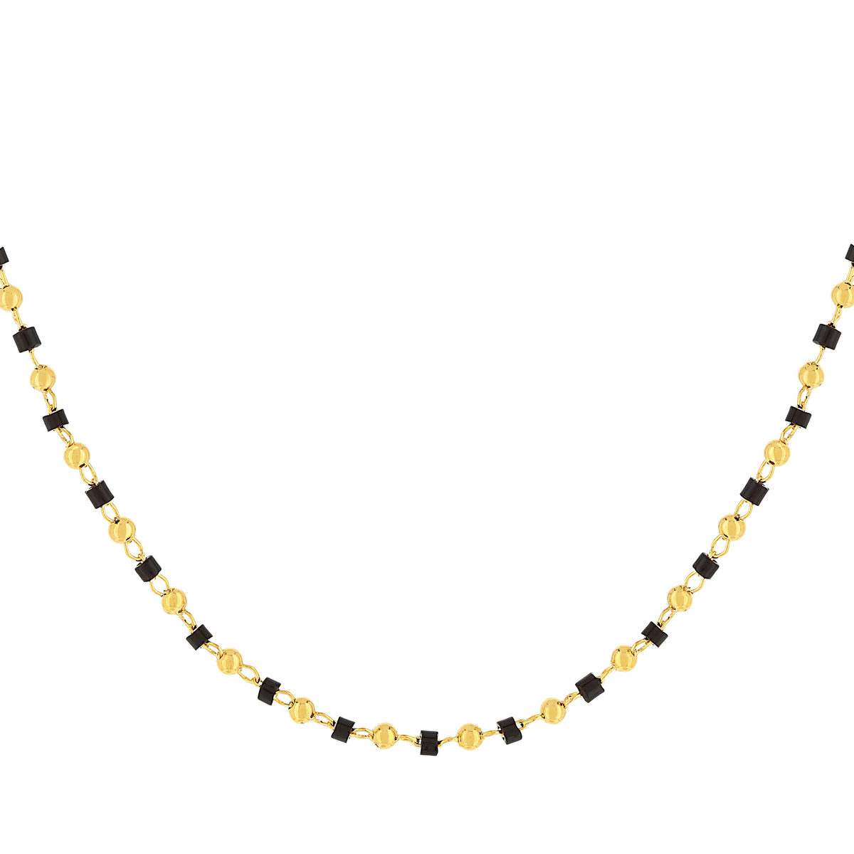 Collier plaqué or perles imitation noires 45 cm