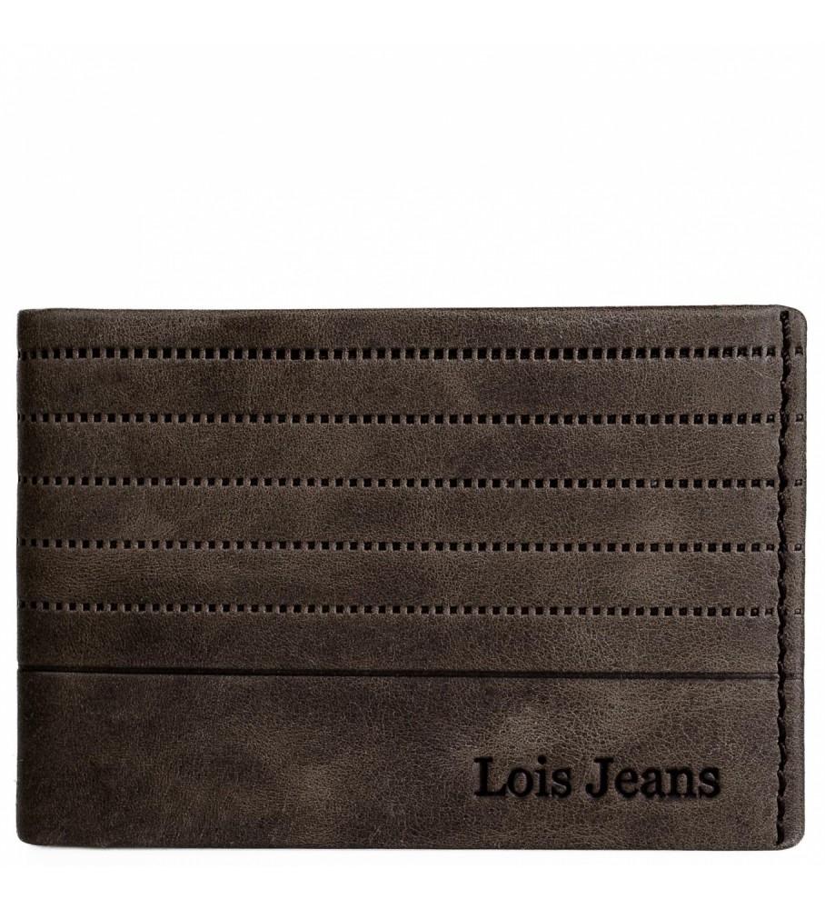 Carteira Lois em couro com compartimento externo e proteção RFID LOIS 202286 marrom