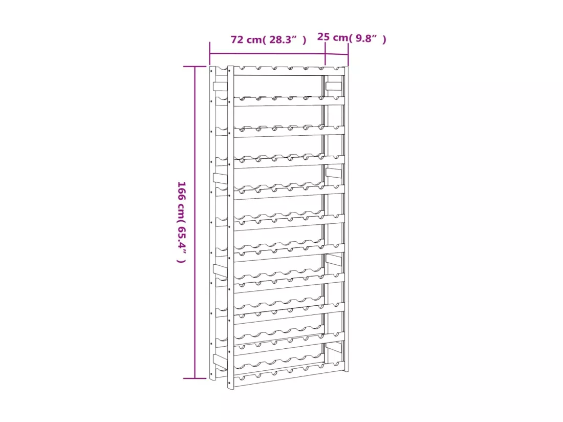 Casier à bouteilles pour 77 bouteilles gris bois pin solide