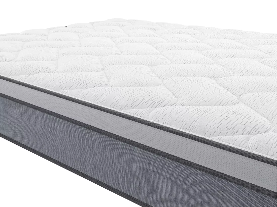 Ensemble 90 x 190 cm sommier coffre naturel clair + matelas ressorts ensachés ép.22cm - SERENITE de YSMÉE