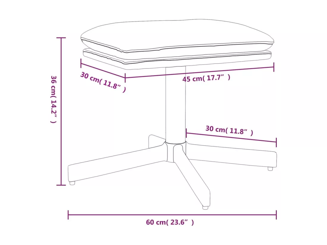 Repose-pied Blanc crème 60x60x36 cm Velours