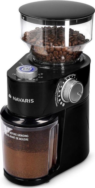 Navaris - Elektrische Koffiemolen - Zwart - Roestvrij Staal - 200 W - 18 Maalgraden