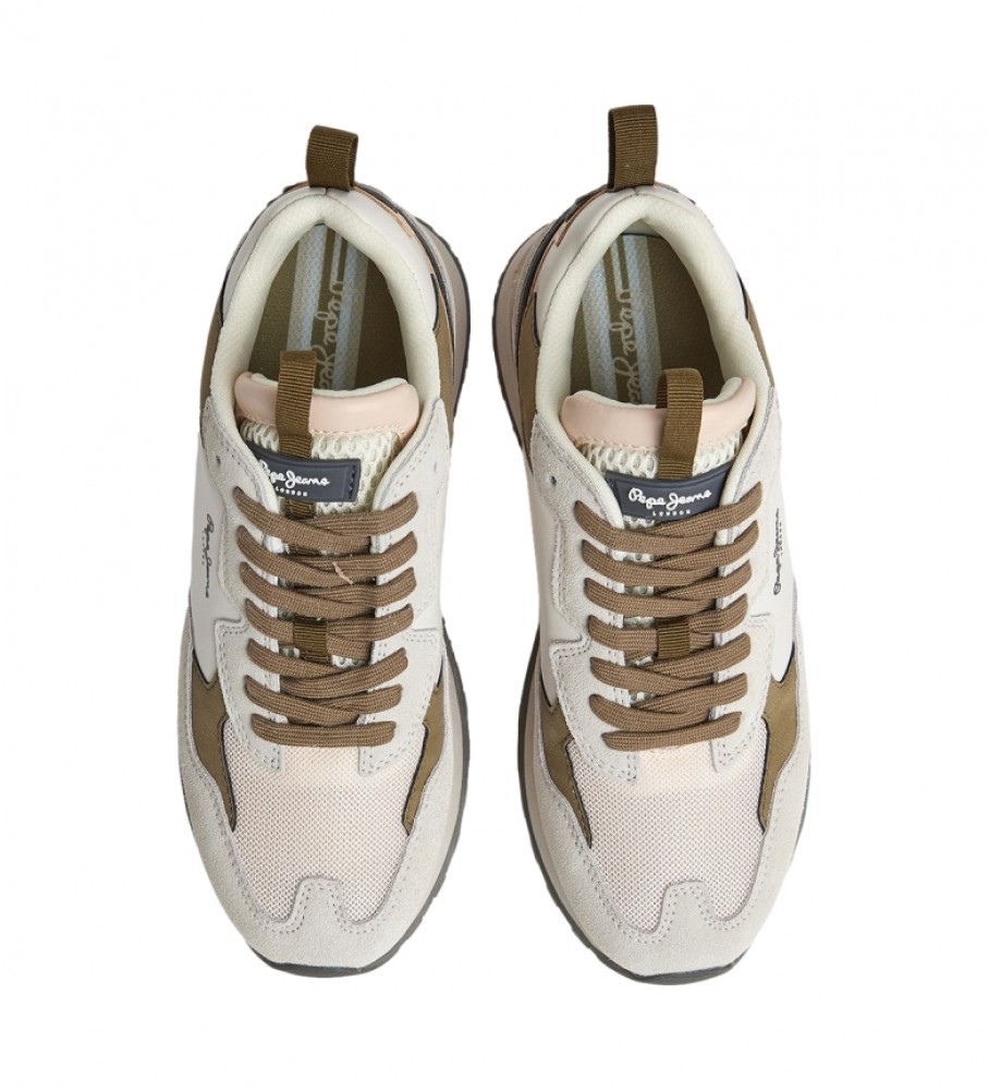 Tênis Pepe Jeans Blur Point em couro bege