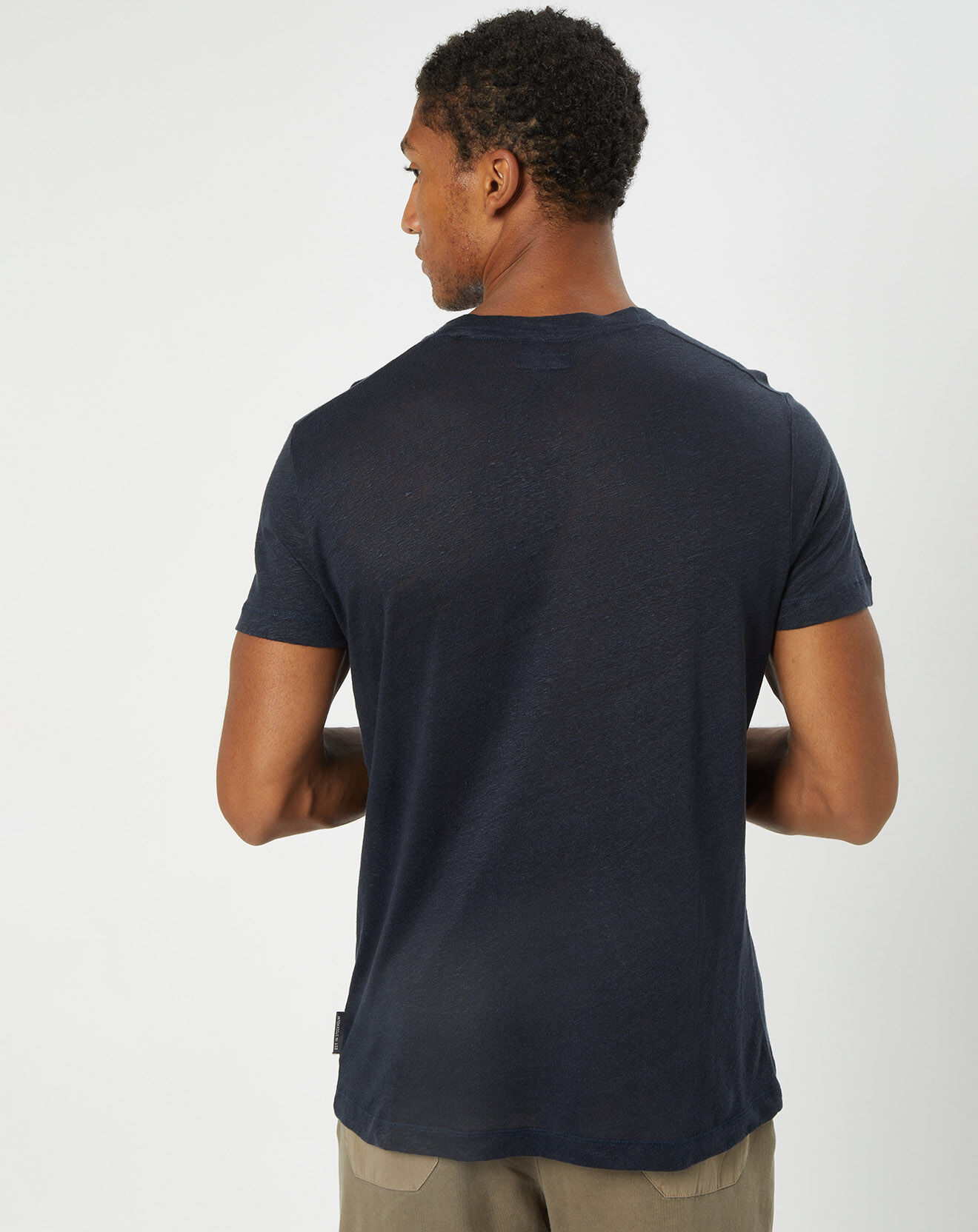 Marc O'Polo T-Shirt 100% Lin manches courtes Col Rond bleu marine