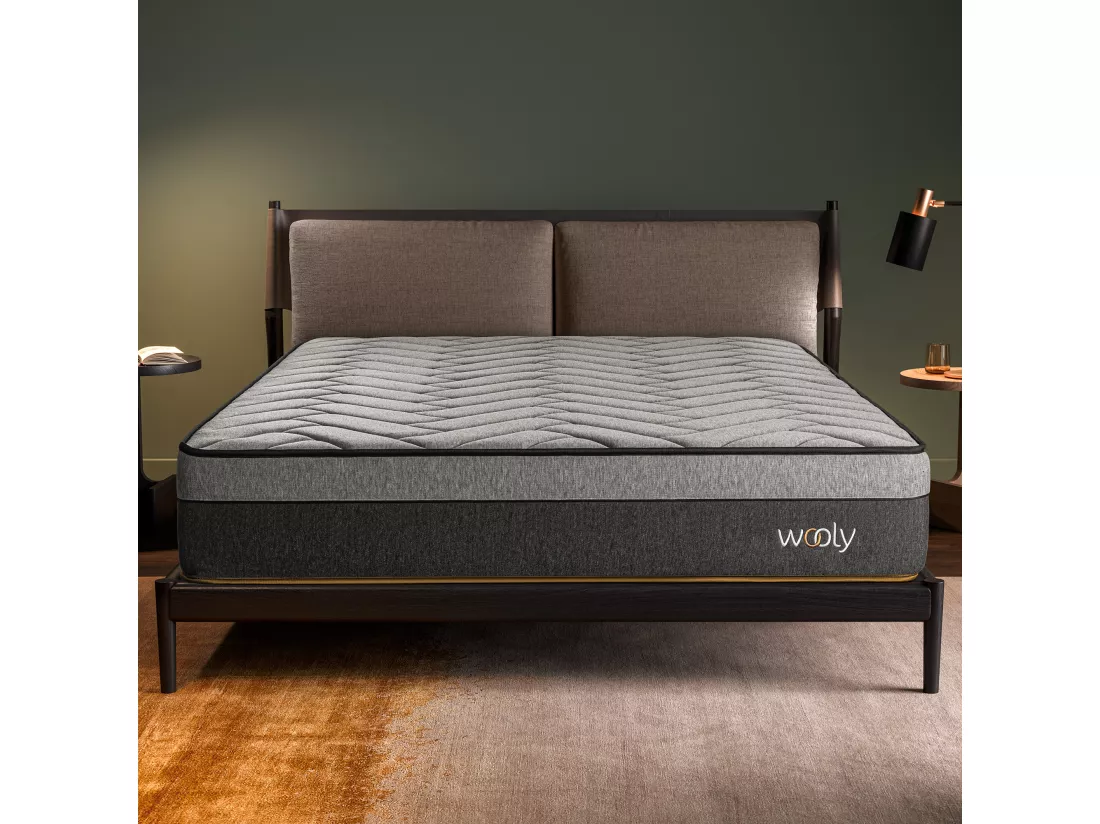 Matelas Wooly Level 160x200 cm - Hybride - 30 CM - Ressorts ensachés - Thermorégulant - Mousse en mémoire de Gel rafraîchissant - HR - Laine - Latex
