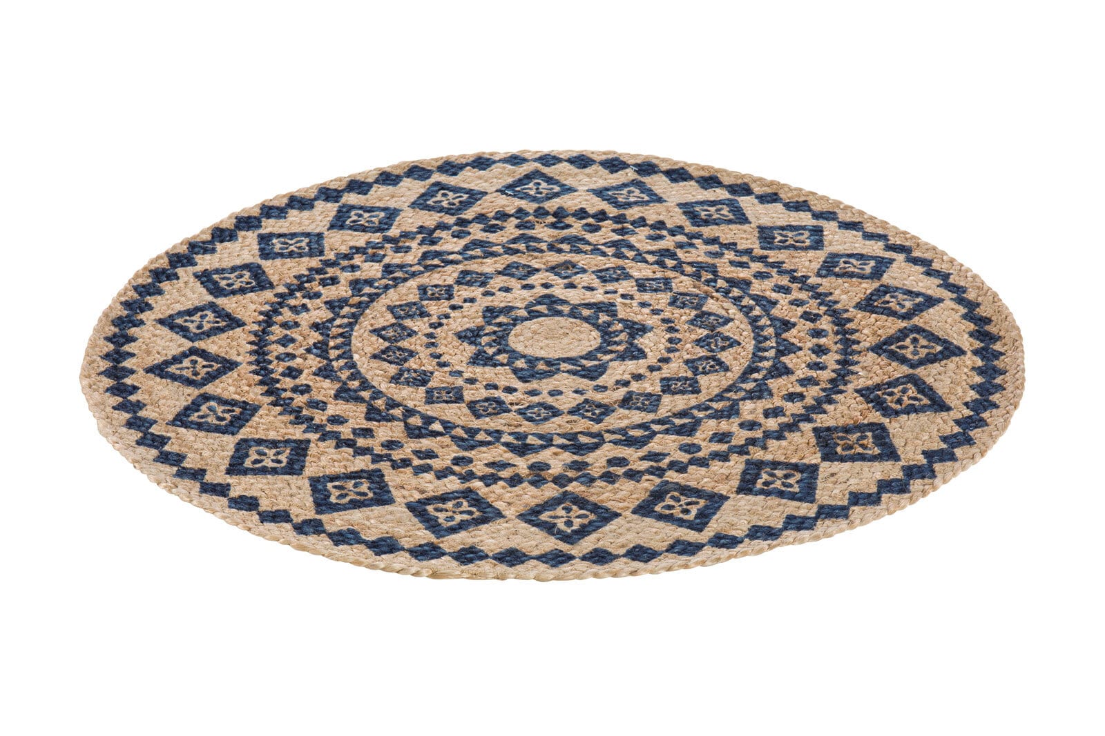 Jute-Teppich VänersborgØ120 cm rund Braun/Schwarz