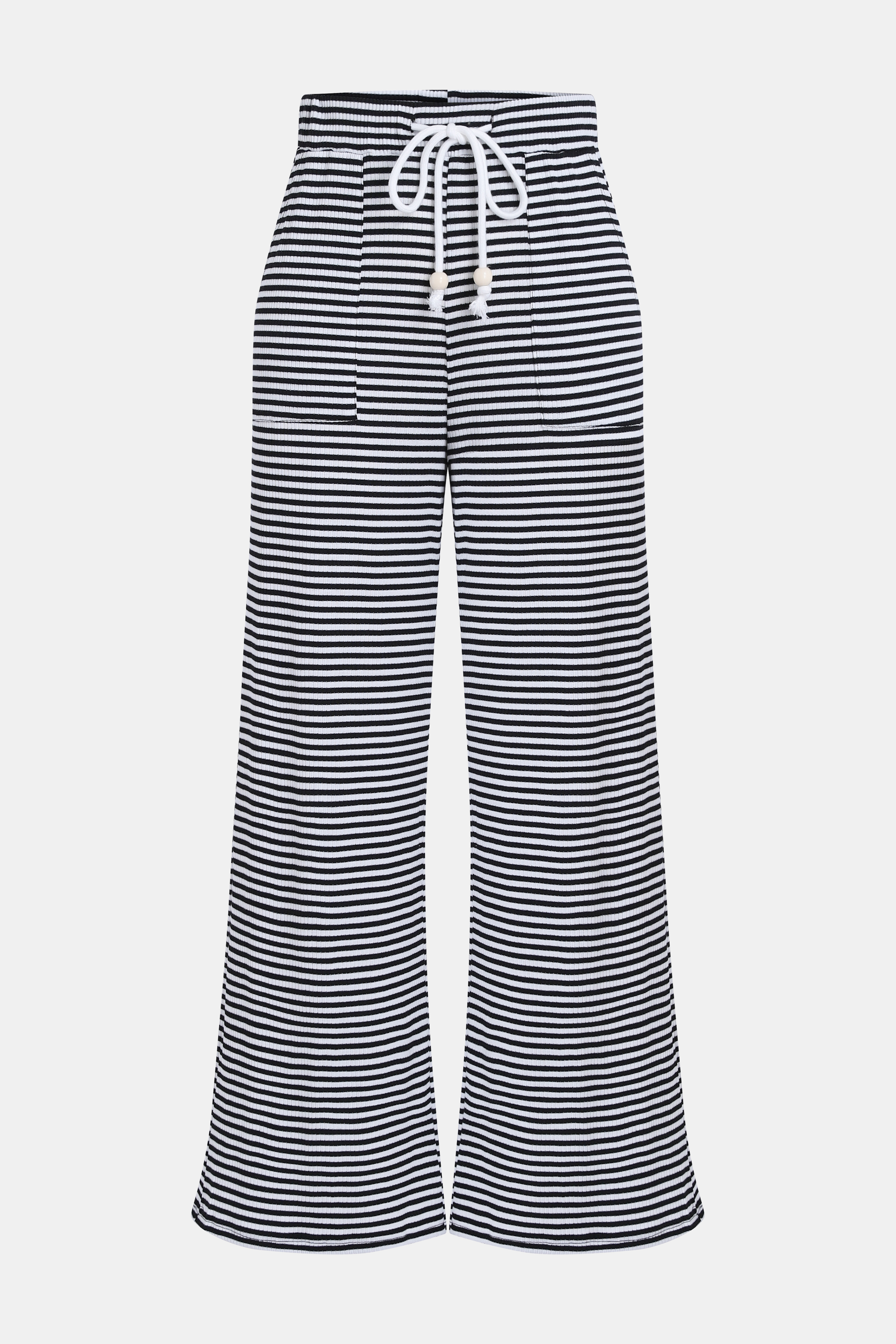 Pantalon à large jambe avec cordon à la taille et rayures
