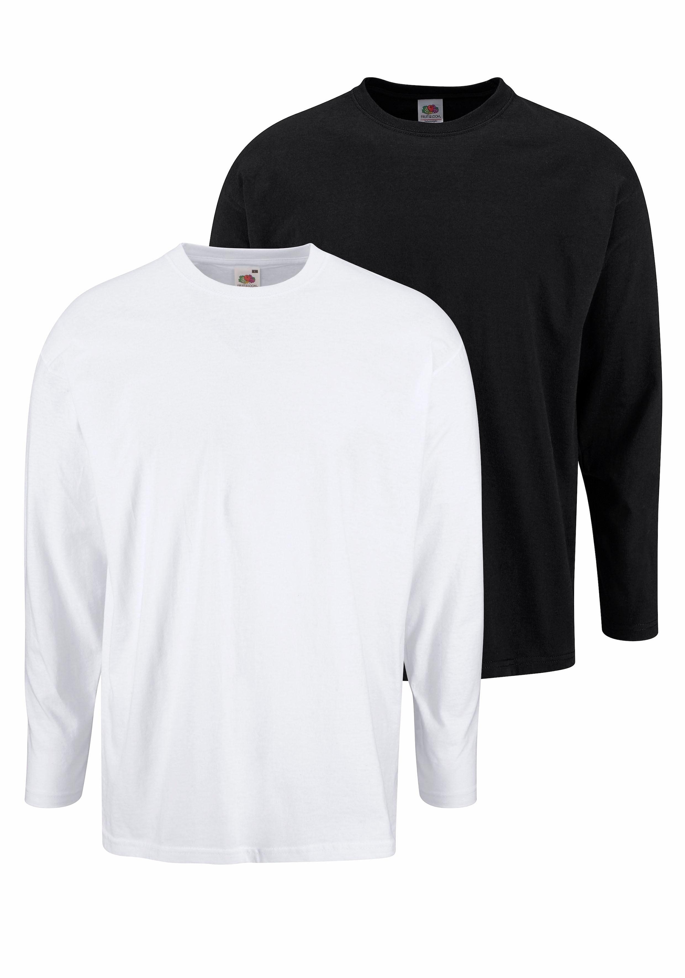 Fruit of the Loom Langarmshirt, 2 Stk. aus reiner Baumwolle, 2-er Pack