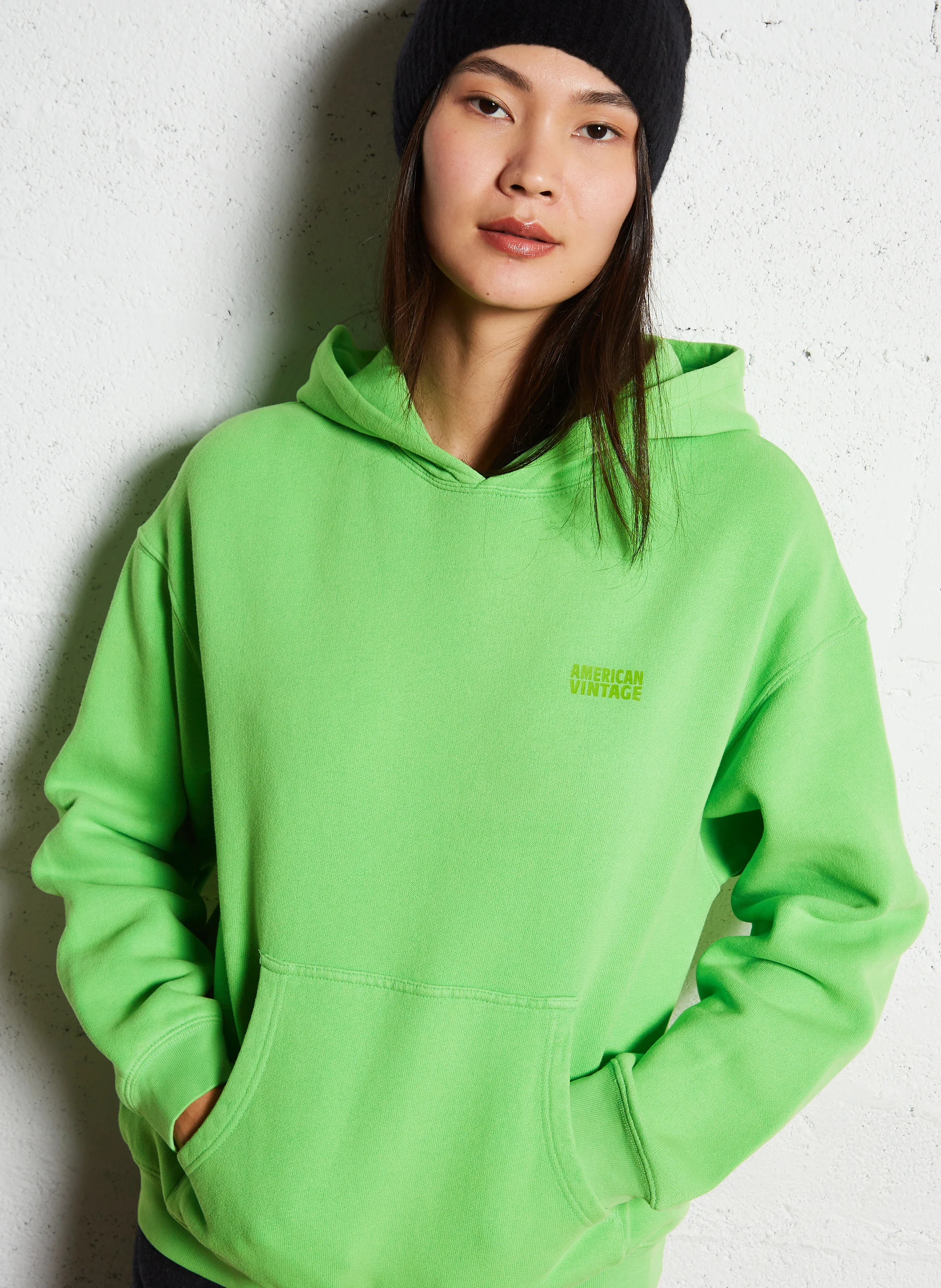 IZUBIRD - Sweat ample molletonné à capuche en coton | Vert