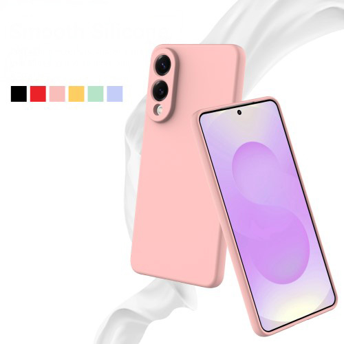 Samsung Galaxy S25 Edge Silikon Case Hülle mit Kameraschutz   Trageschlaufe - Rosa