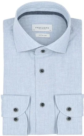 Profuomo Overhemd Linnen Blend Lichtblauw PPWH10012D-M1 kopen