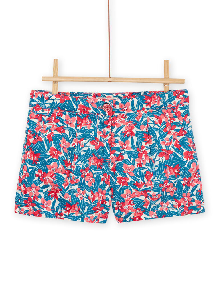 Short bleu et rose à imprimé fleuri