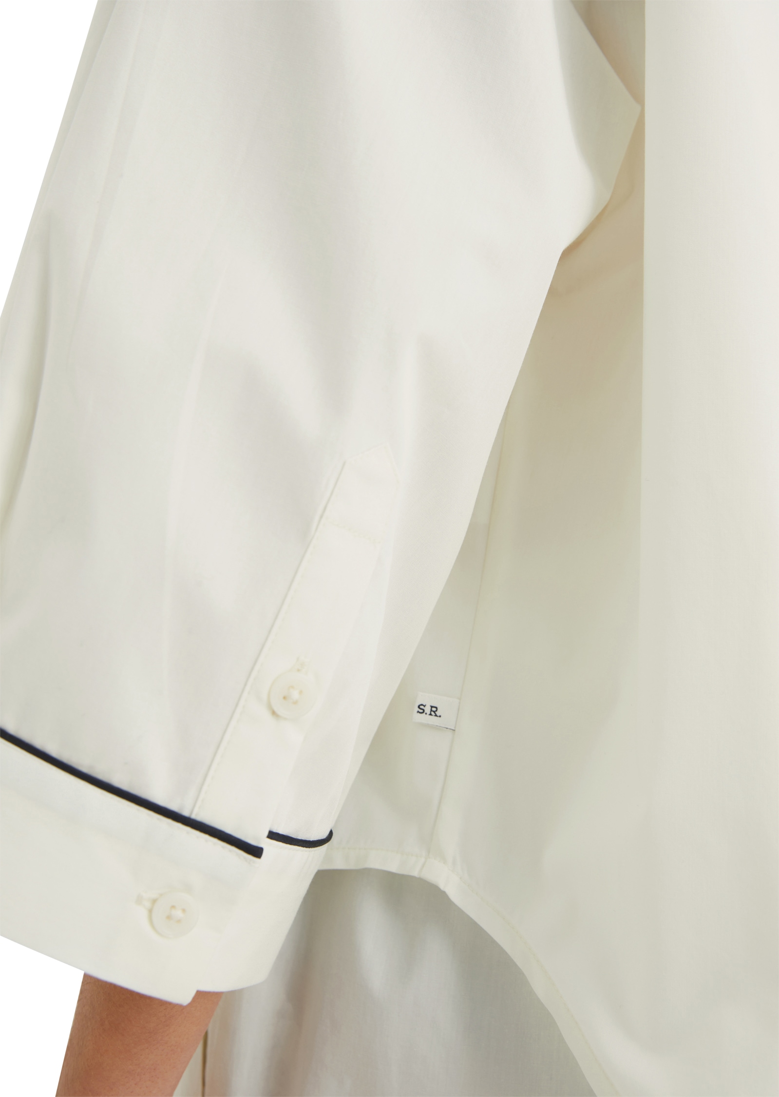 Marc O'Polo Pyjamaoberteil »Mix & Match Poplin«, kontrastfarbene Pipings, Knöpfe, Kragen, 3/4-Arm