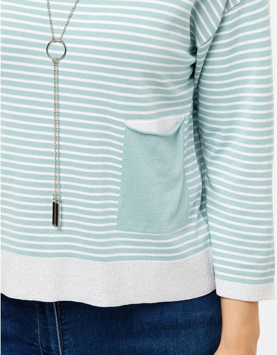 Pull rayures vert d'eau