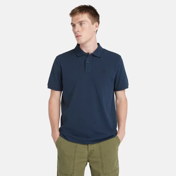 Polo en piqué Millers River pour homme en bleu marine