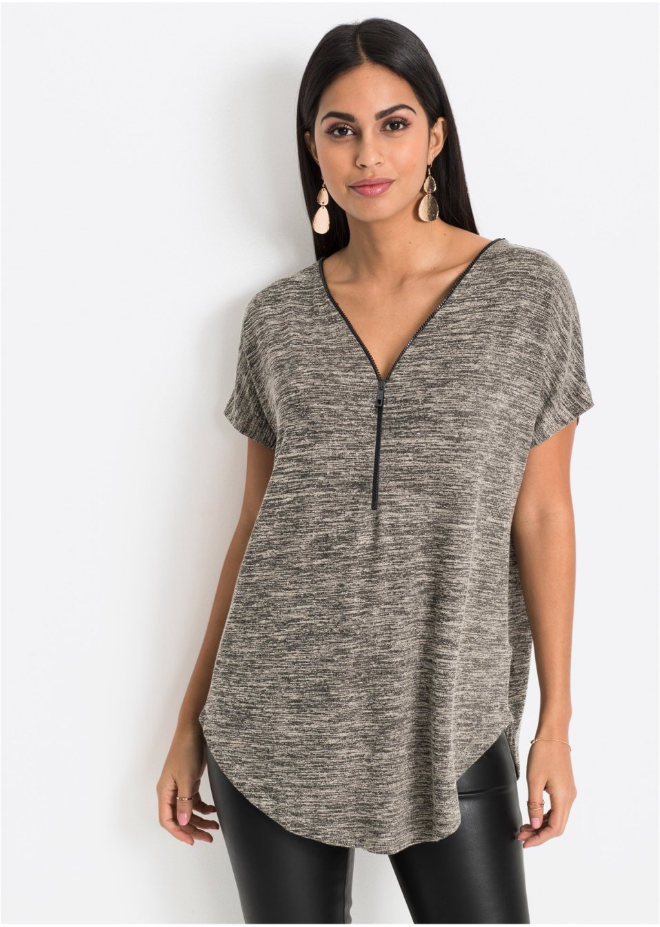 T-shirt oversize à fermeture zippée