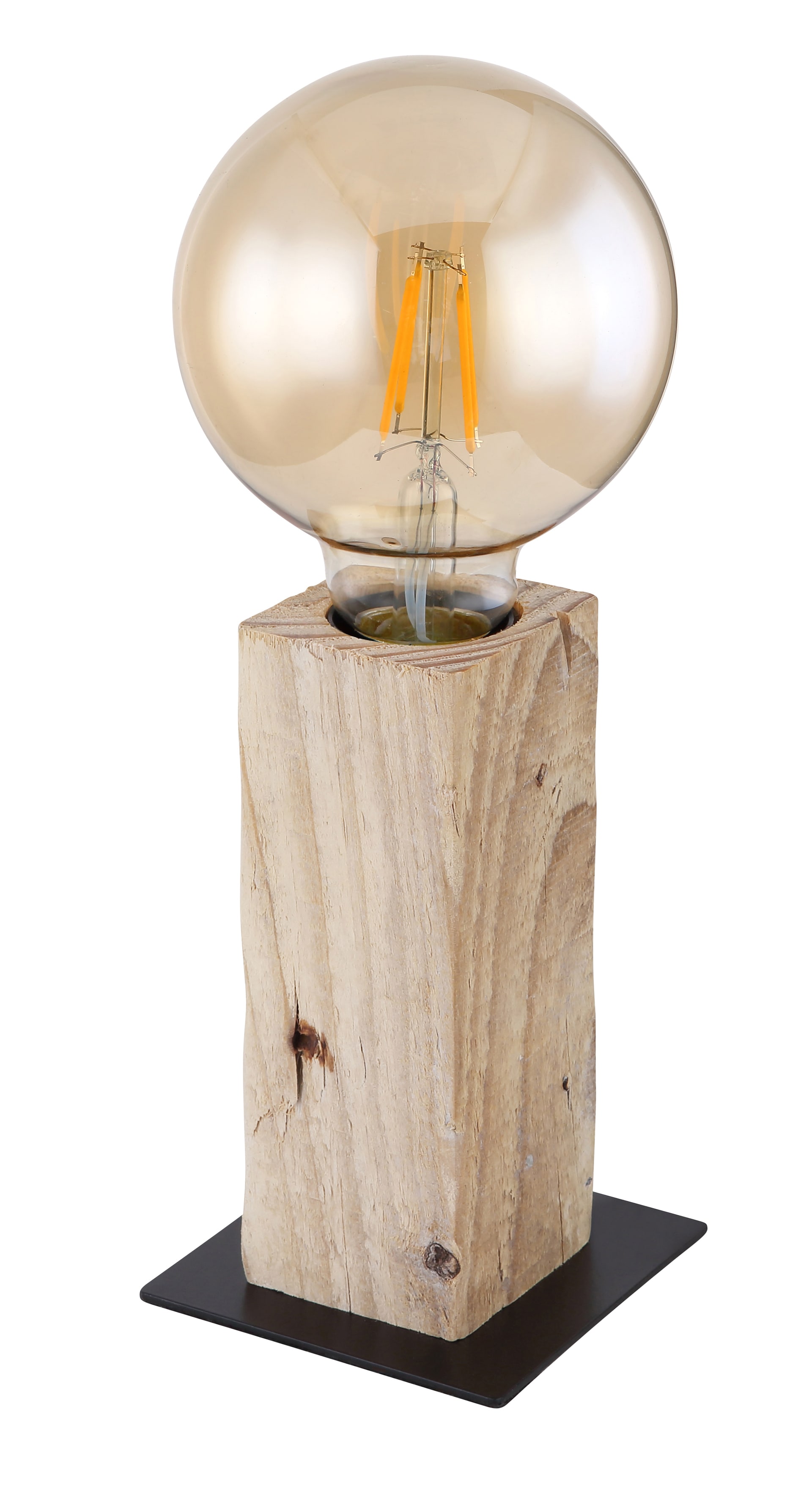 GLOBO Retrofit Tischlampe ADALIE 15 cm schwarz /Holz