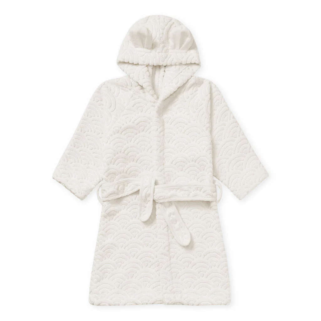 Badekåbe med hætte og ører, 1-2 år - GOTS Off-White