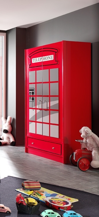 Drehtürenschrank LONDON - rot - 90 cm breit