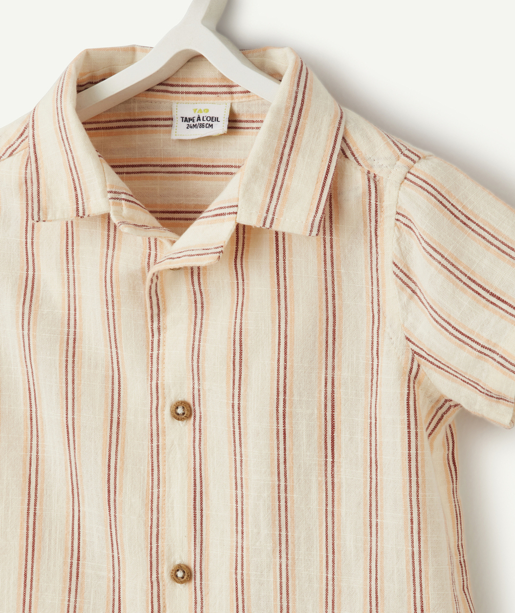chemise manches courtes bébé garçon en coton imprimé à rayures colorées