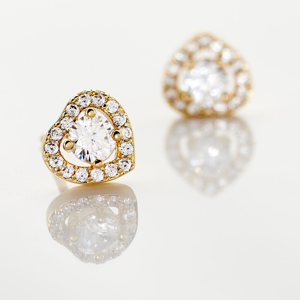 Boucles D'oreilles Puces Alais Plaqué Or Jaune Oxyde De Zirconium