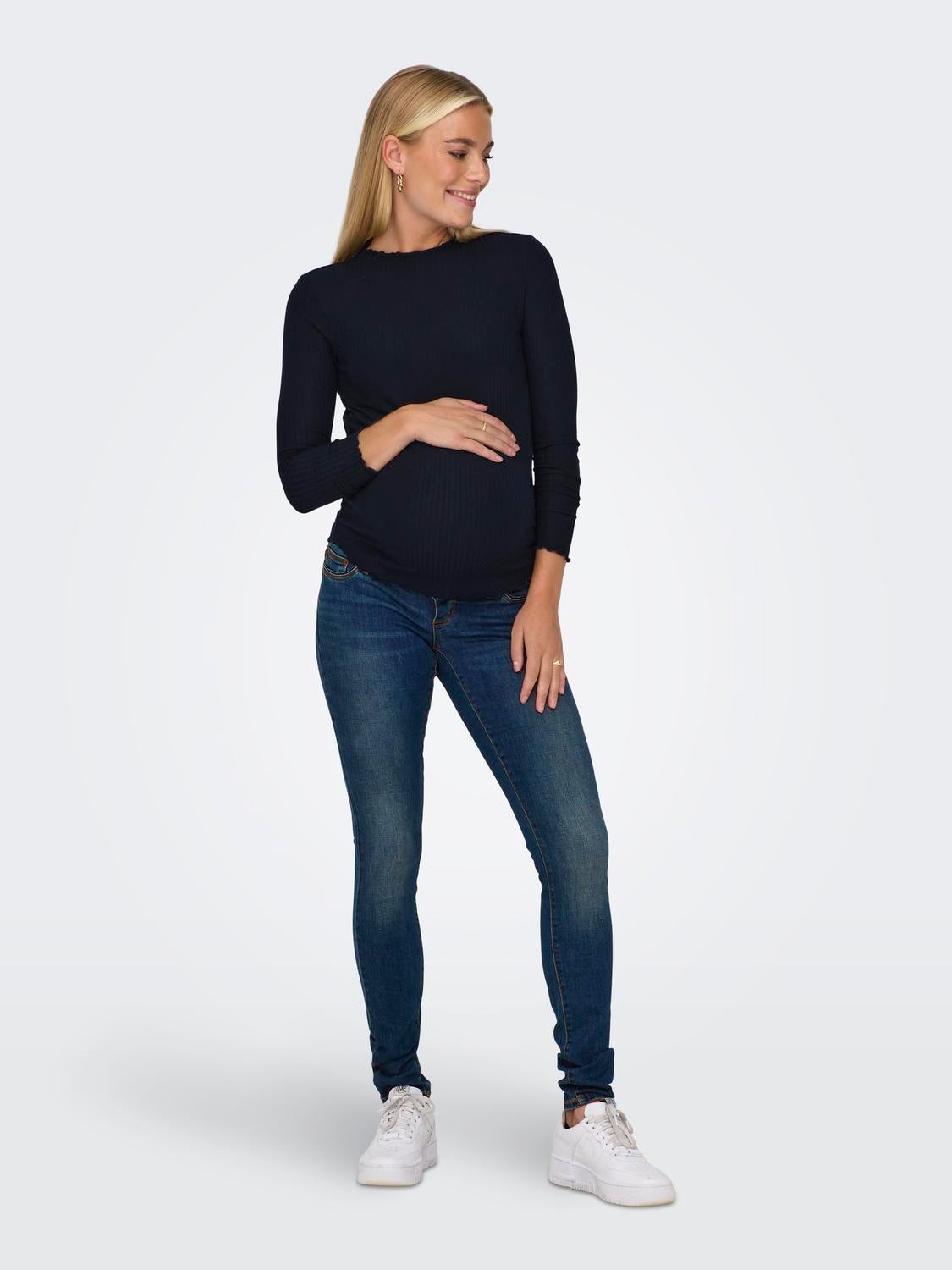 OLMWAUW Mittlere Taille Skinny Fit Jeans Dark Blue Denim