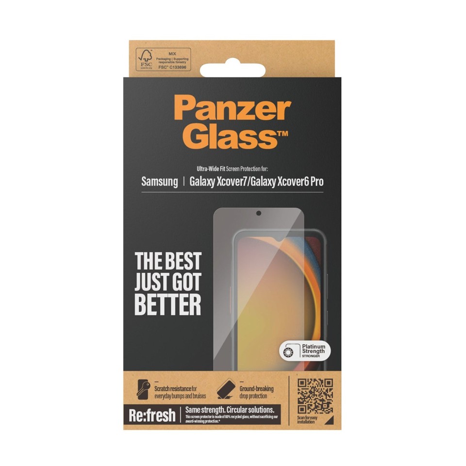 PanzerGlass - Skærmbeskyttelse - Samsung Galaxy Xcover7/Xcover6 Pro - Ultra-Wide Fit