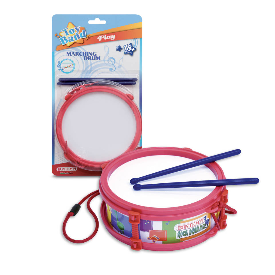 Bontempi trommel met drumstokken - rood/wit