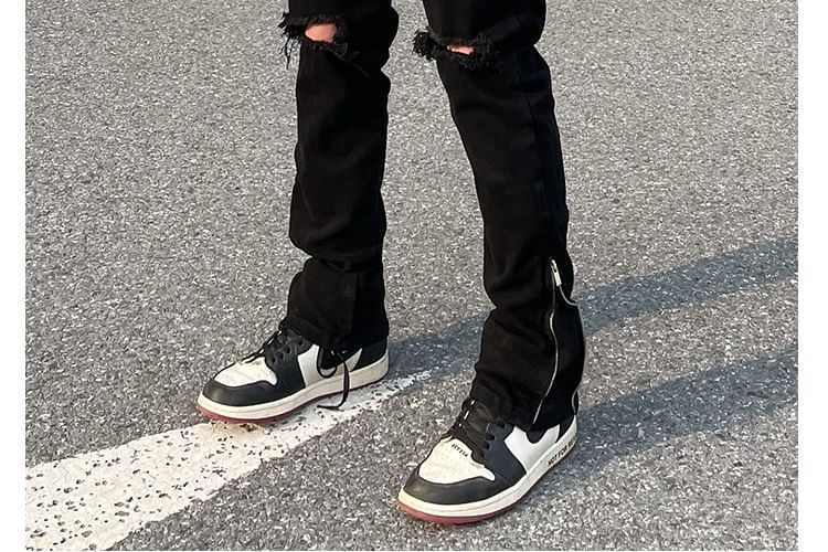 Savenne - Mid Rise Distressed Slim Fit Jeans