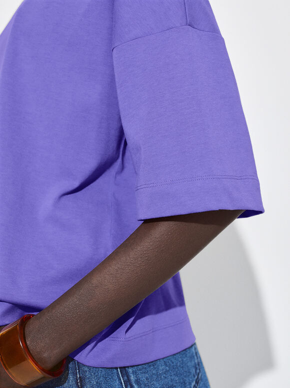 Camiseta de gola redonda - Violeta
