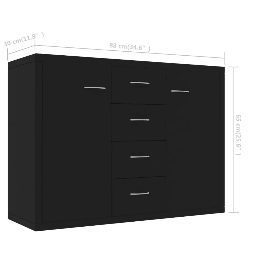 vidaXL - Dressoir - Zwart - Bewerkt hout
