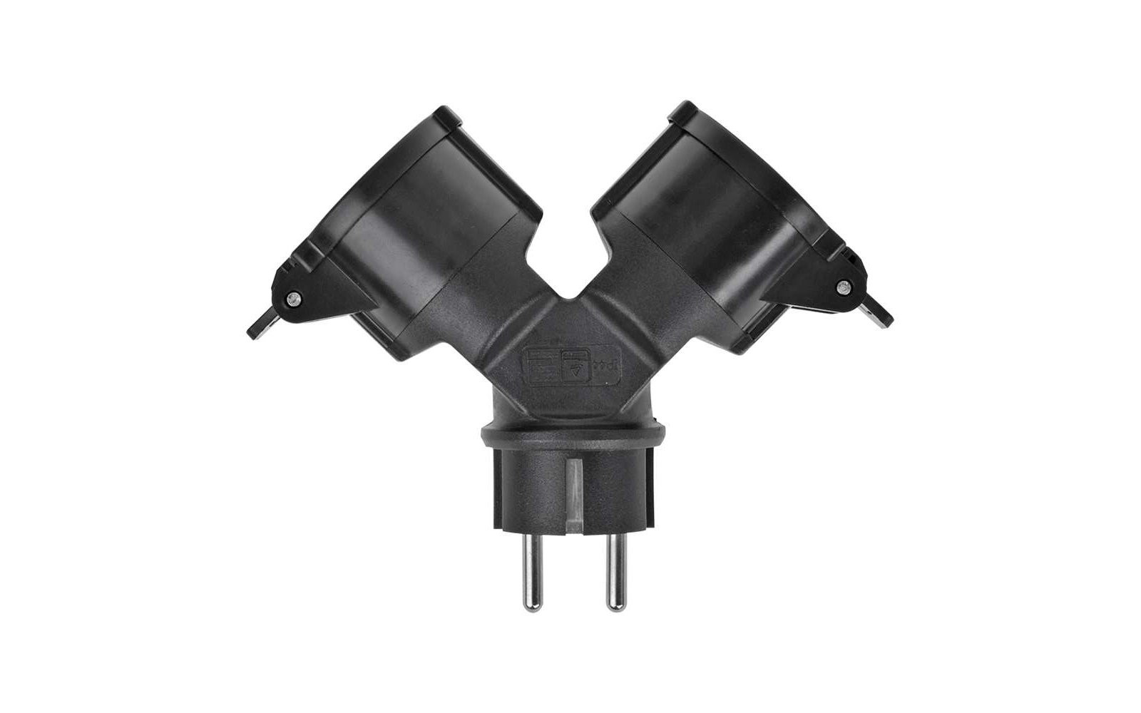 PAT Zweifachsteckdose Schuko schwarz 16 A