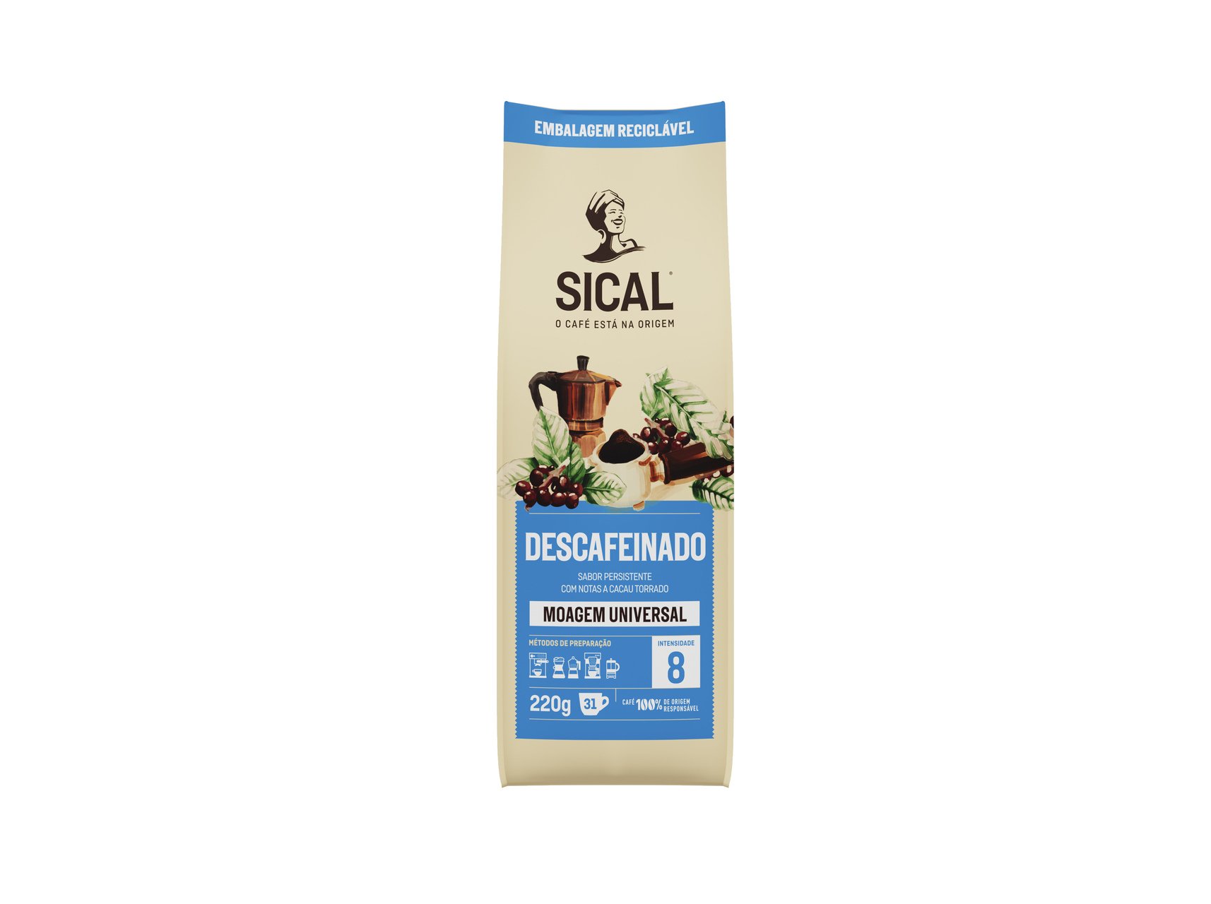 CAFÉ MOÍDO SICAL DESCAFEINADO 220G