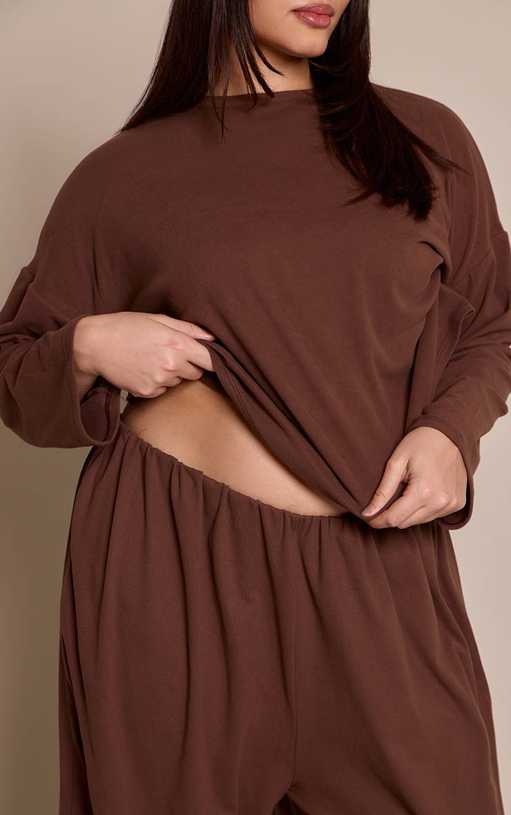 Chocolat T-shirt Grande Taille Manches Longues Oversize Toucher Doux