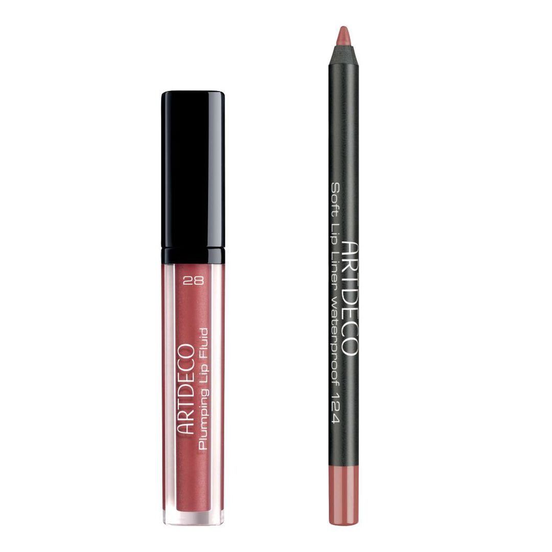Set Plumping Lip Fluid (28-Goddess) & Soft Lip Liner Waterproof (124-Precise Rosewood) - 1un