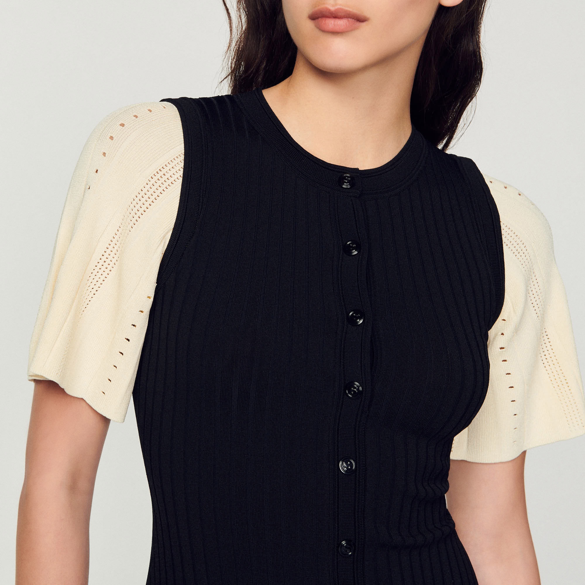 Robe midi en maille bicolore