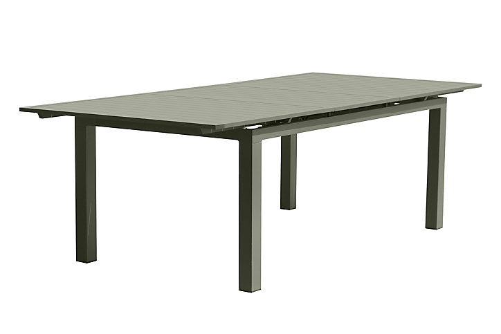 Table de jardin extensible Miami en aluminium coloris kaki L.240/300 x l.100 x H.77 cm