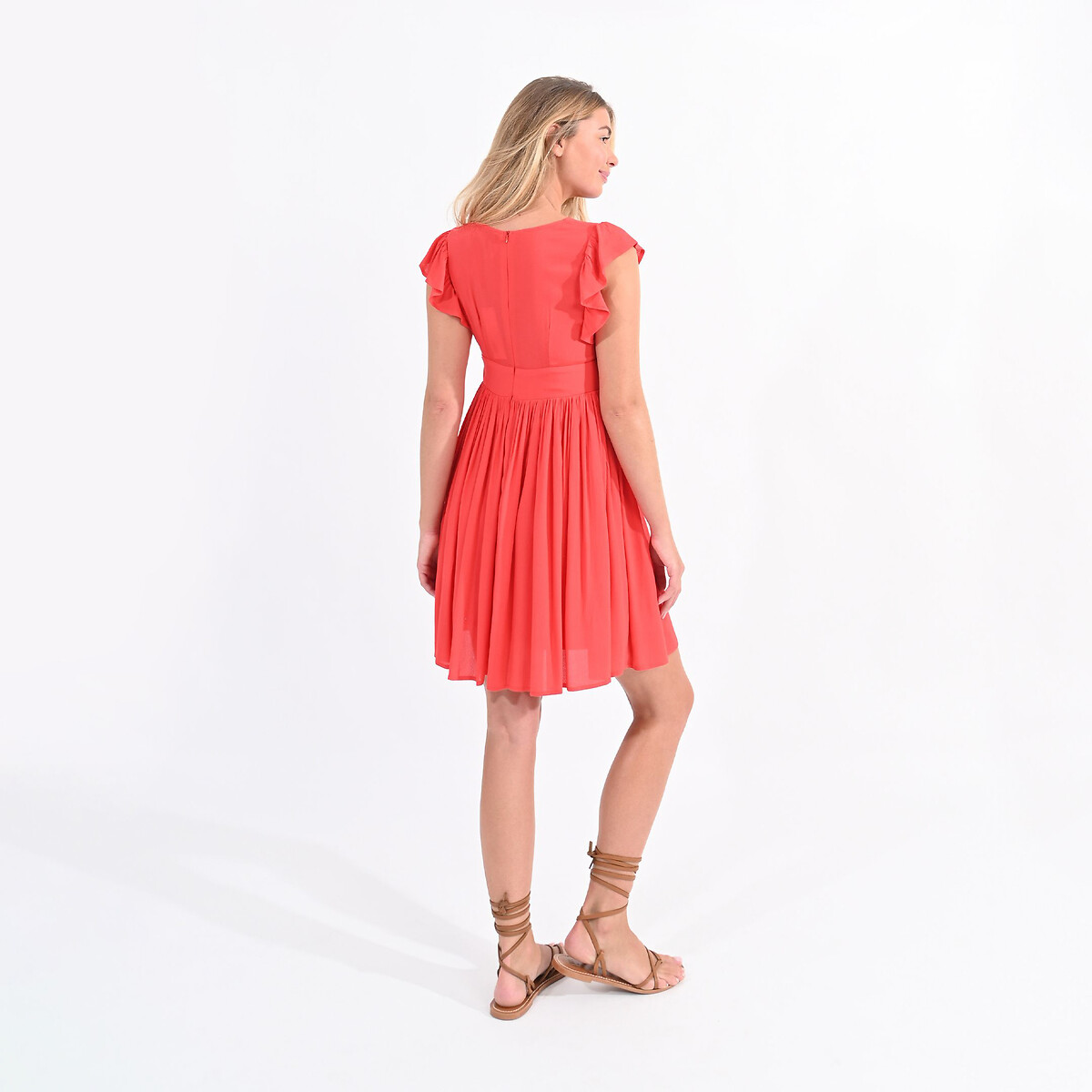 MOLLY BRACKEN<br>Vestido curto com decote em V e mangas com babados
