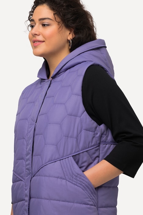 HYPRAR Long-Steppweste, Steppmix, 2-Wege-Zipper, Kapuze