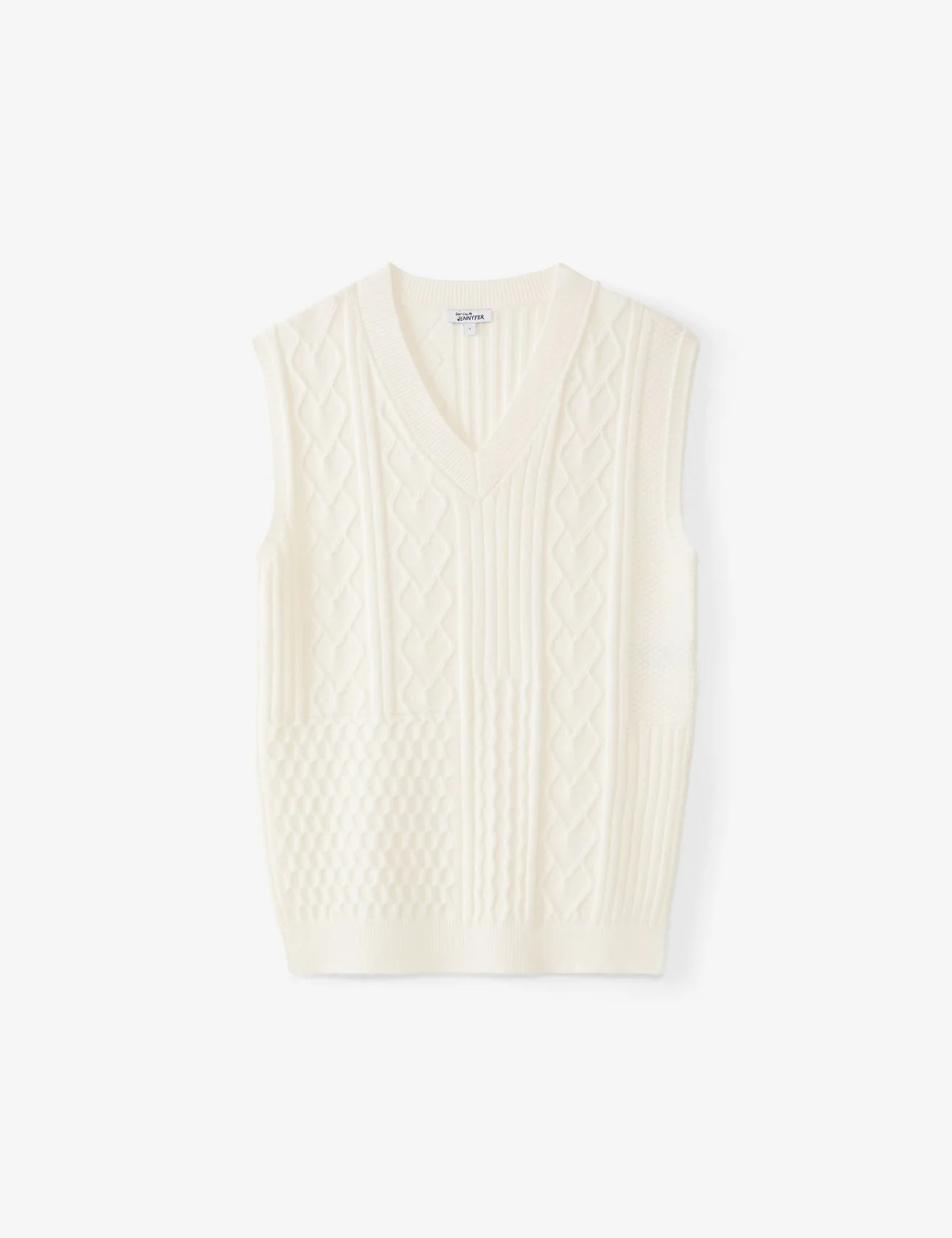 Pull sans manches en maille côtelée écru
