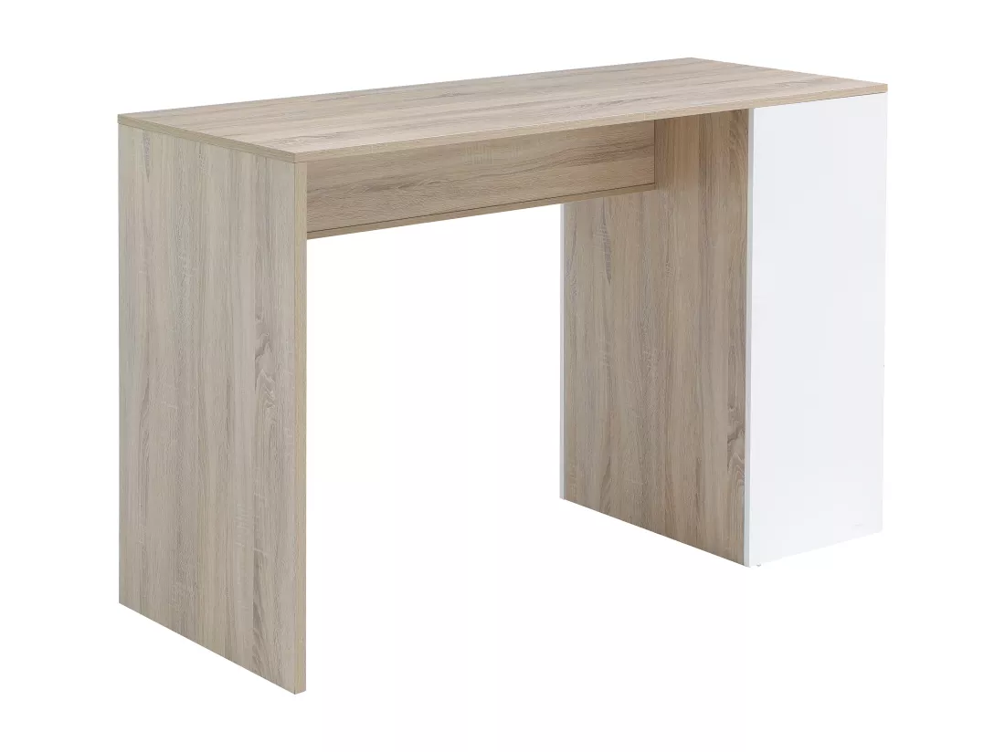 Meuble de bar avec rangements - Blanc et naturel - NIRAYA