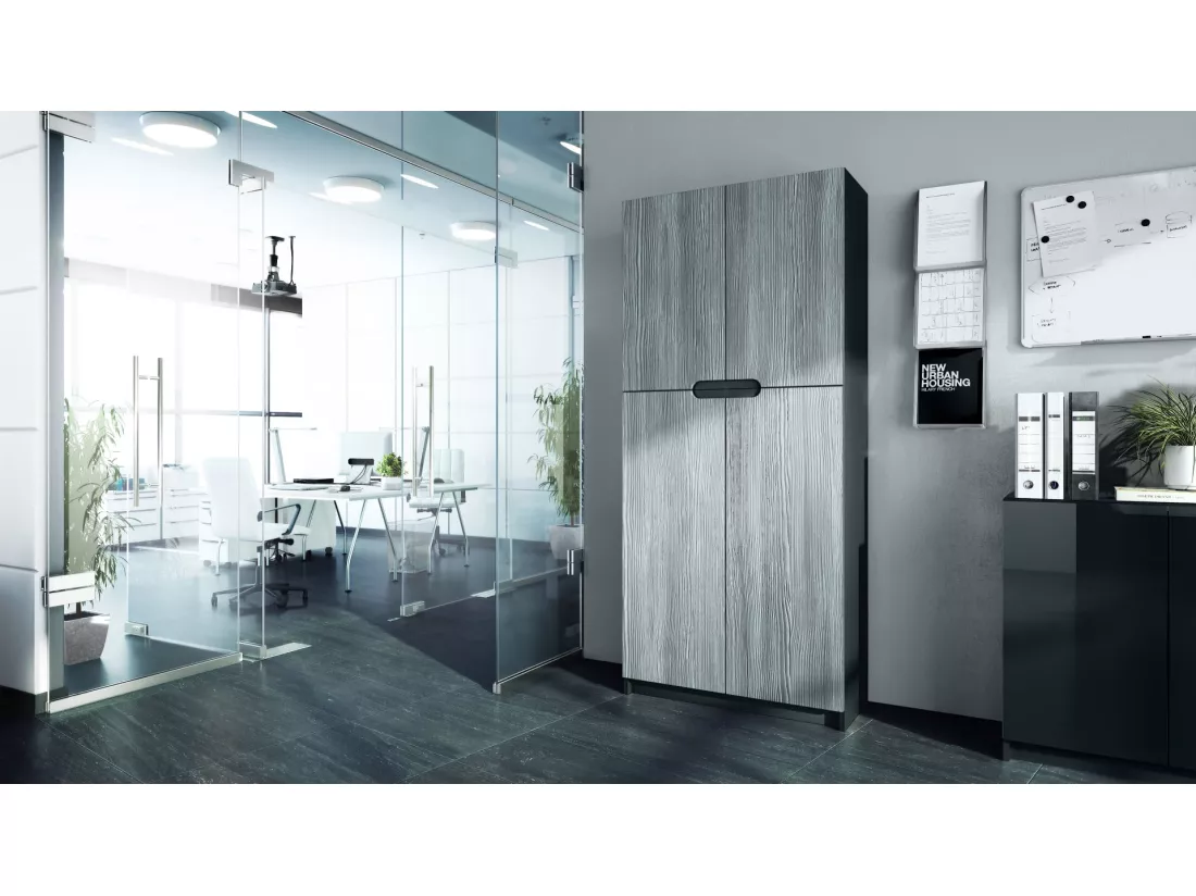 Armoire De Bureau Noir Mat Et Anthracite Avola (LxHxP) : 82 X 185 X 37