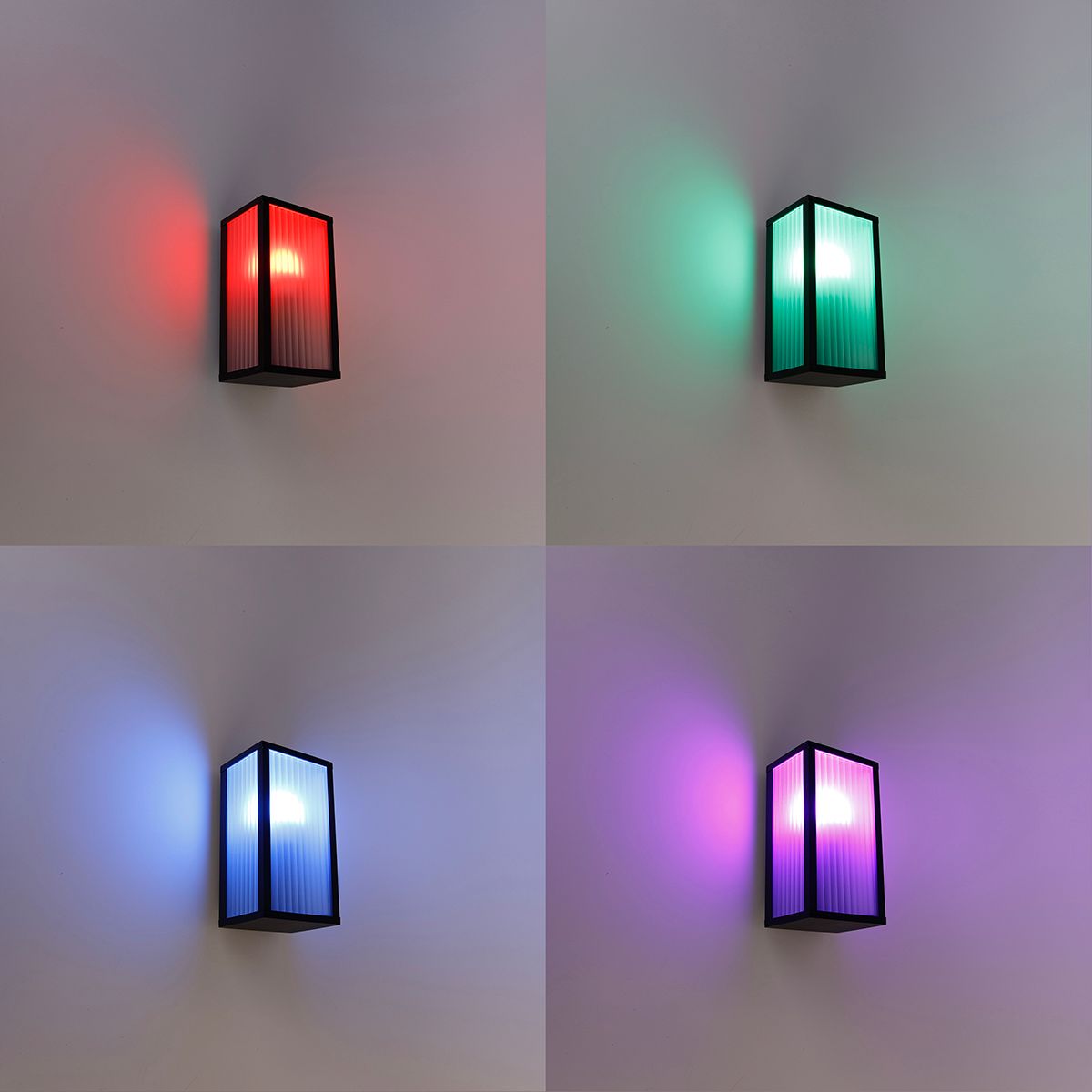 Smart buiten wandlamp zwart met ribbel glas incl. Wifi A60 - Charlois