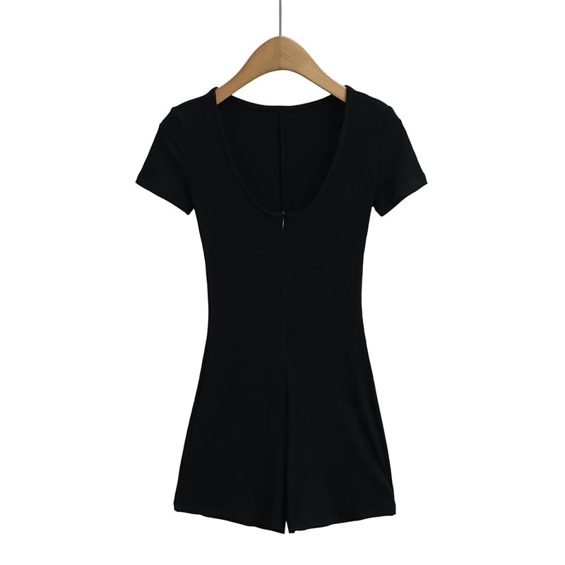 Ulark - Romper met korte mouwen, ronde hals en halve rits